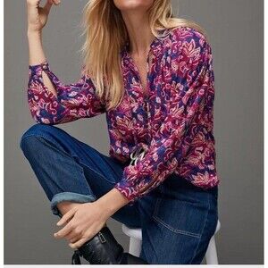 Anthropologie Floral Boho Pink Purple Pilcro Hippie Top Peasant Blouse size 2X